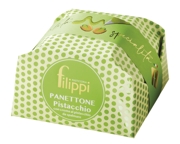 PANETTONE AL PISTACCHIO CON CREMA AL PISTACCHIO DA SPALMARE GR 1000