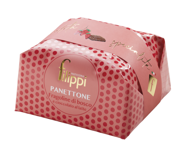 PANETTONE SPECIALE CON FRAGOLINE DI BOSCO E CIOCCOLATO AL LATTE