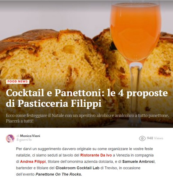 Cocktail e Panettoni: le 4 proposte di Pasticceria Filippi